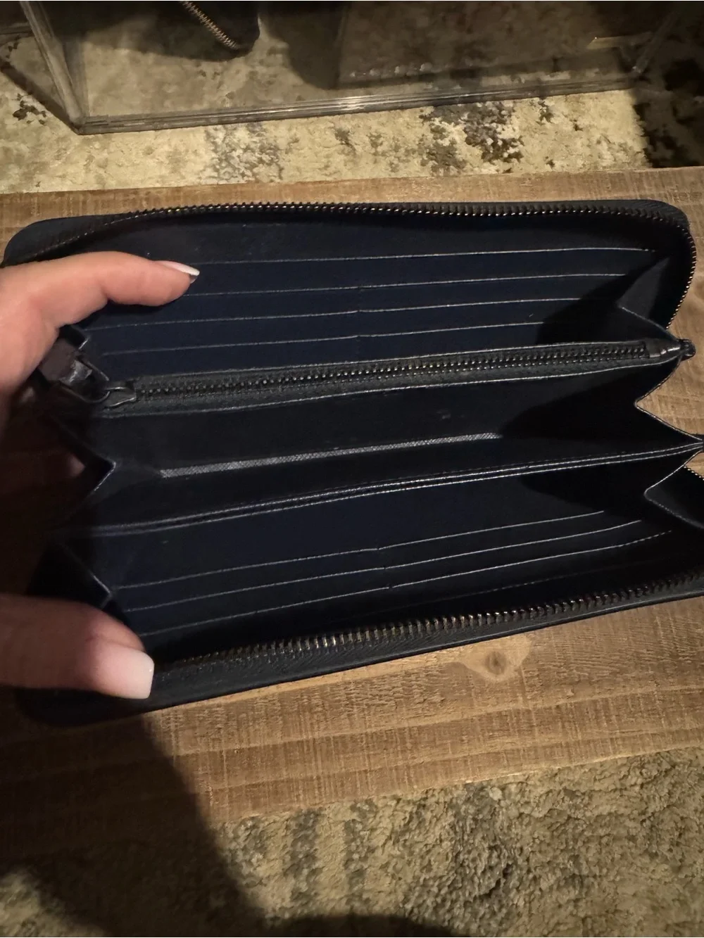 Prada Navy Saffiano Zip-Around Leather